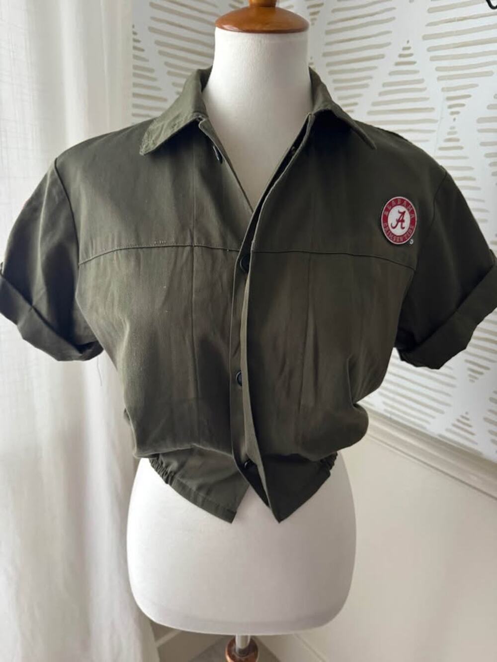 Sojara Vintage XS/Small Vintage Upcycled Alabama Cropped Short Sleeve Jacket Top